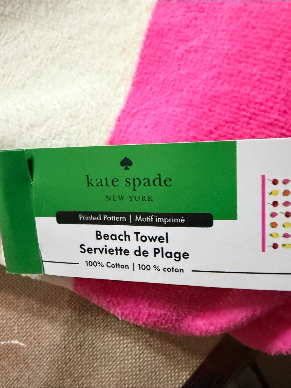 kate spade Fruit Print Beach Towels with Pink Border - Picture 7 of 8